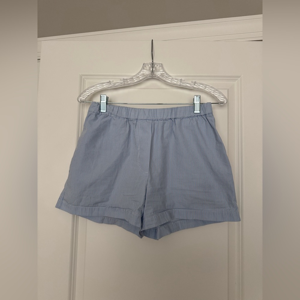 Wilfred Light Blue Striped Women Shorts
